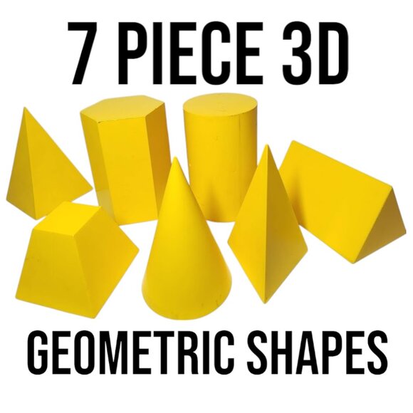 7 Piece Shapes Set 3D Geometric Plastic Forms Solids Drawing Forms Math Manipula - Picture 1 of 11